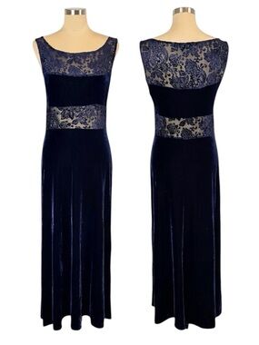 VTG 90s BCBG Sleeveless Velvet Maxi Dress Sz L Sheer Event Formal Whimsigoth